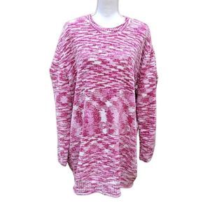 Pink and White Women's Sweater
